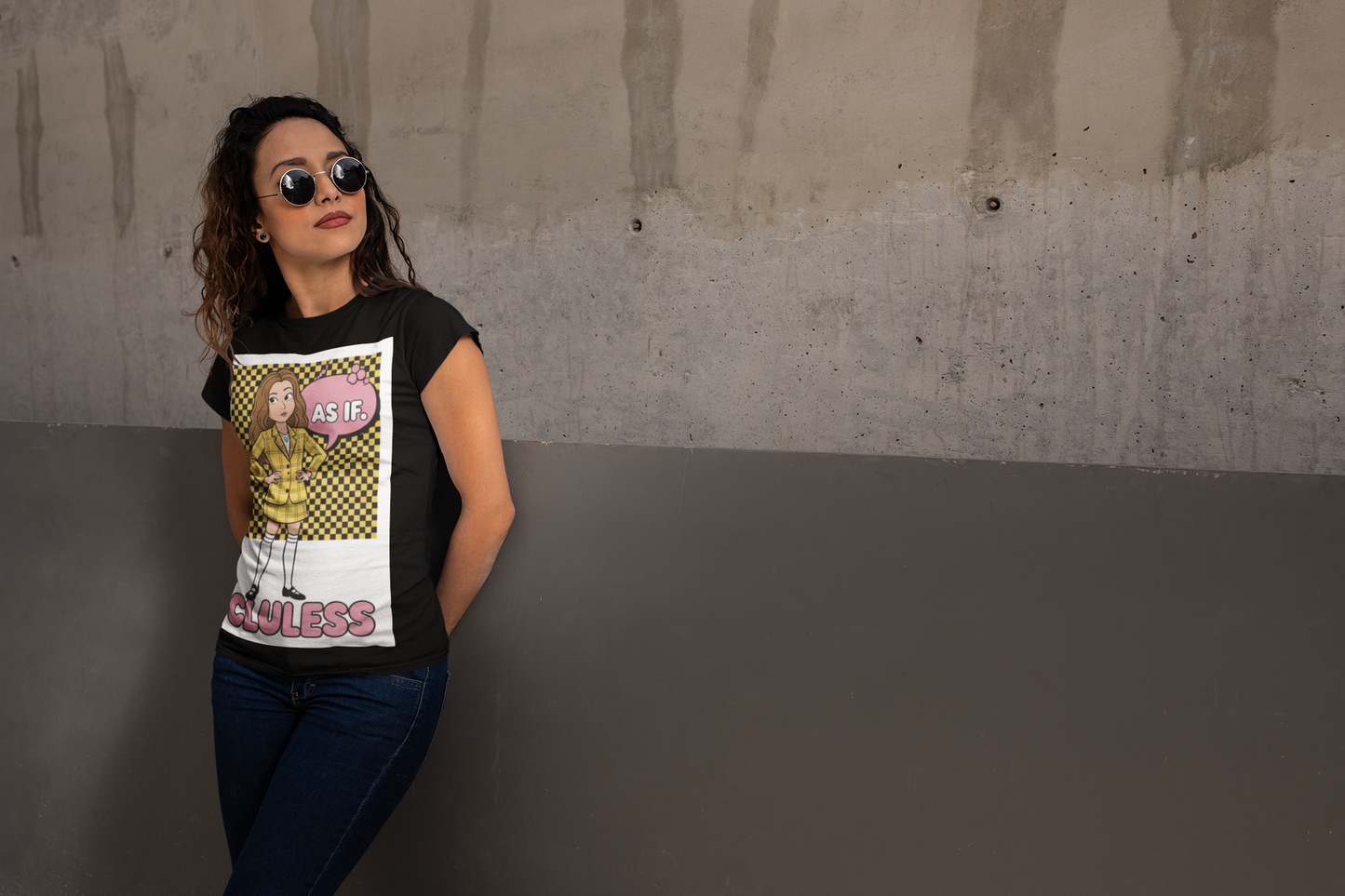 “AS IF” — 90s Preppy Plaid Tee (Clueless-Inspired)