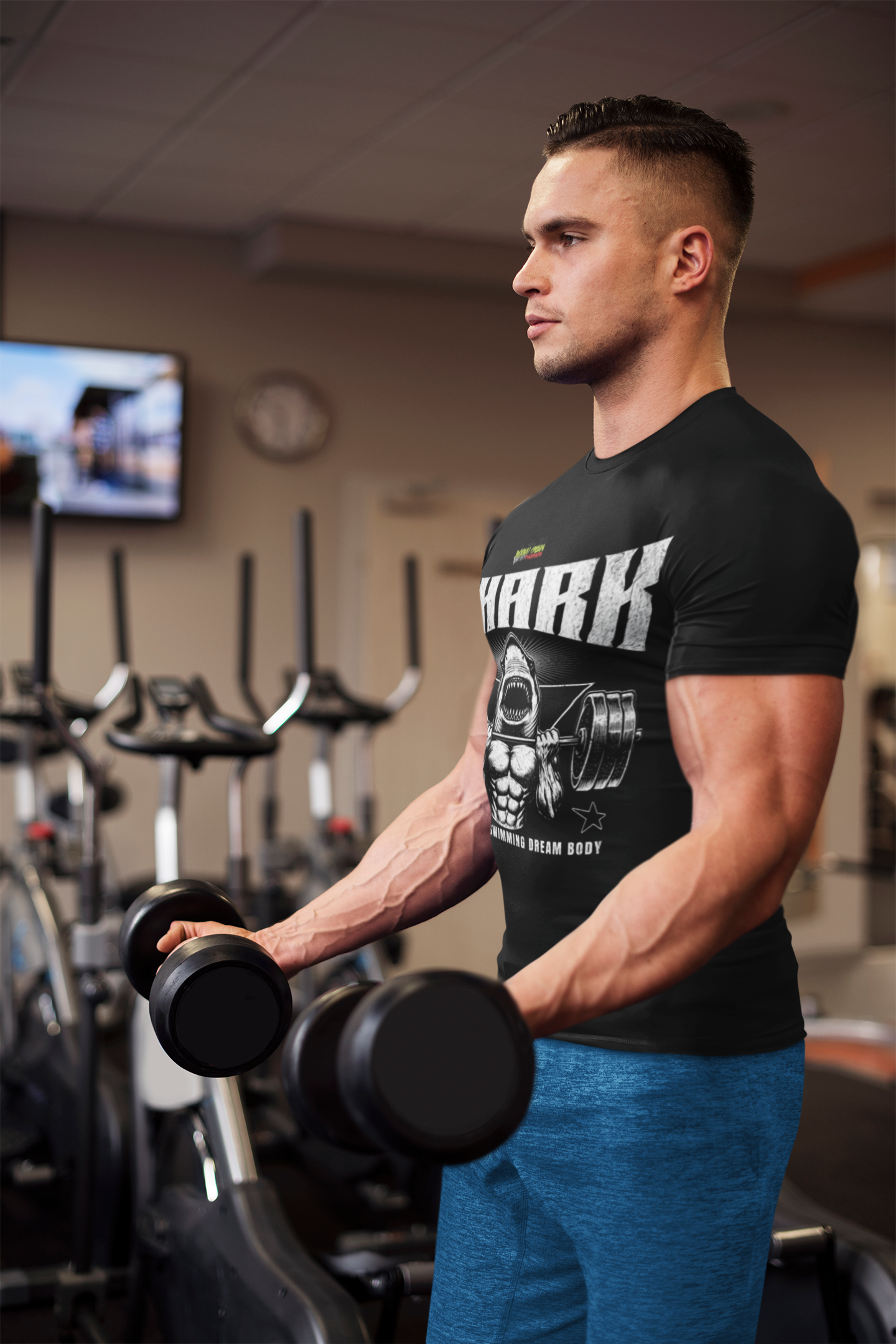 'Gym Shark' T-Shirt | Retro Fitness & Weightlifting Motivation Tee