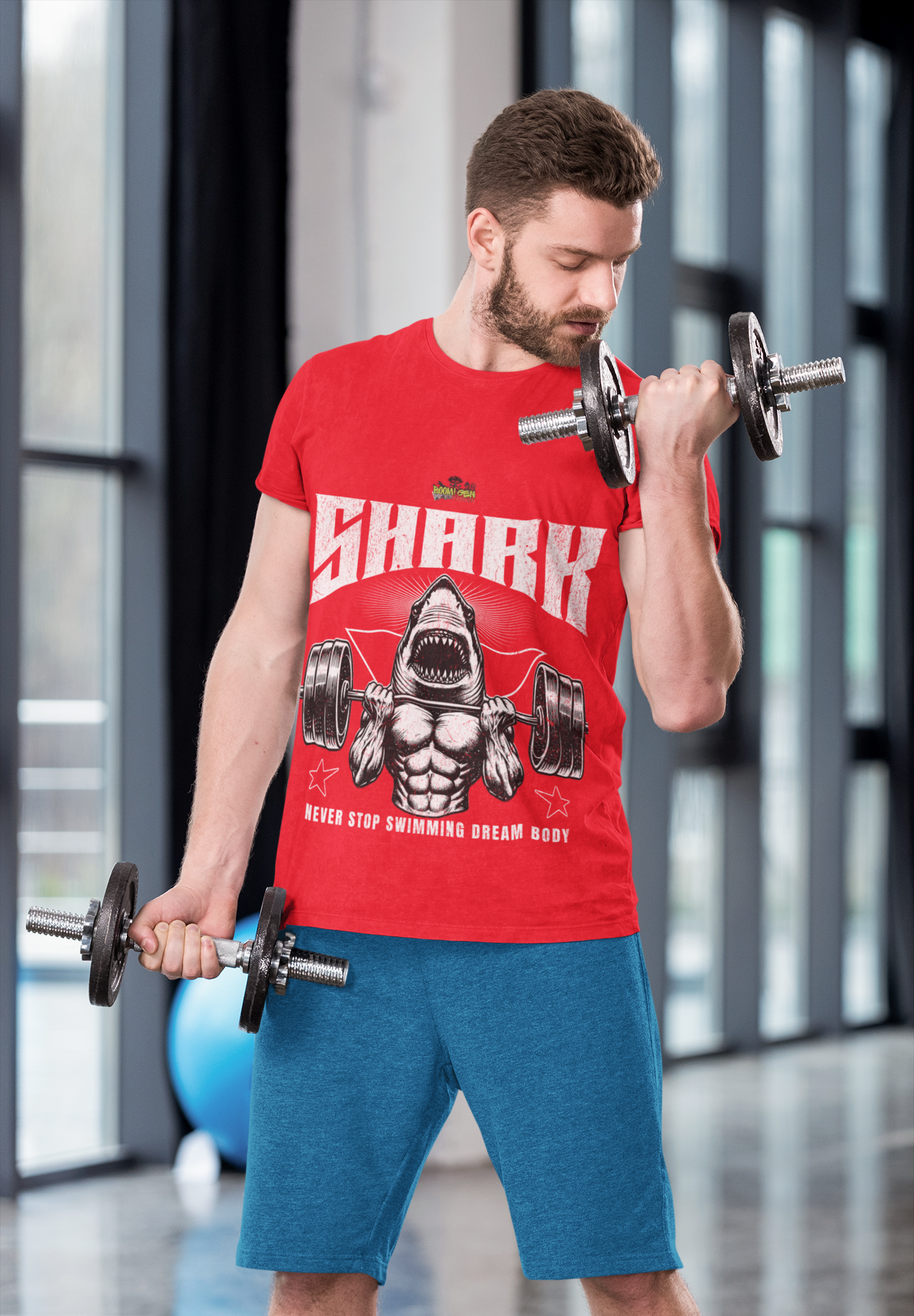'Gym Shark' T-Shirt | Retro Fitness & Weightlifting Motivation Tee