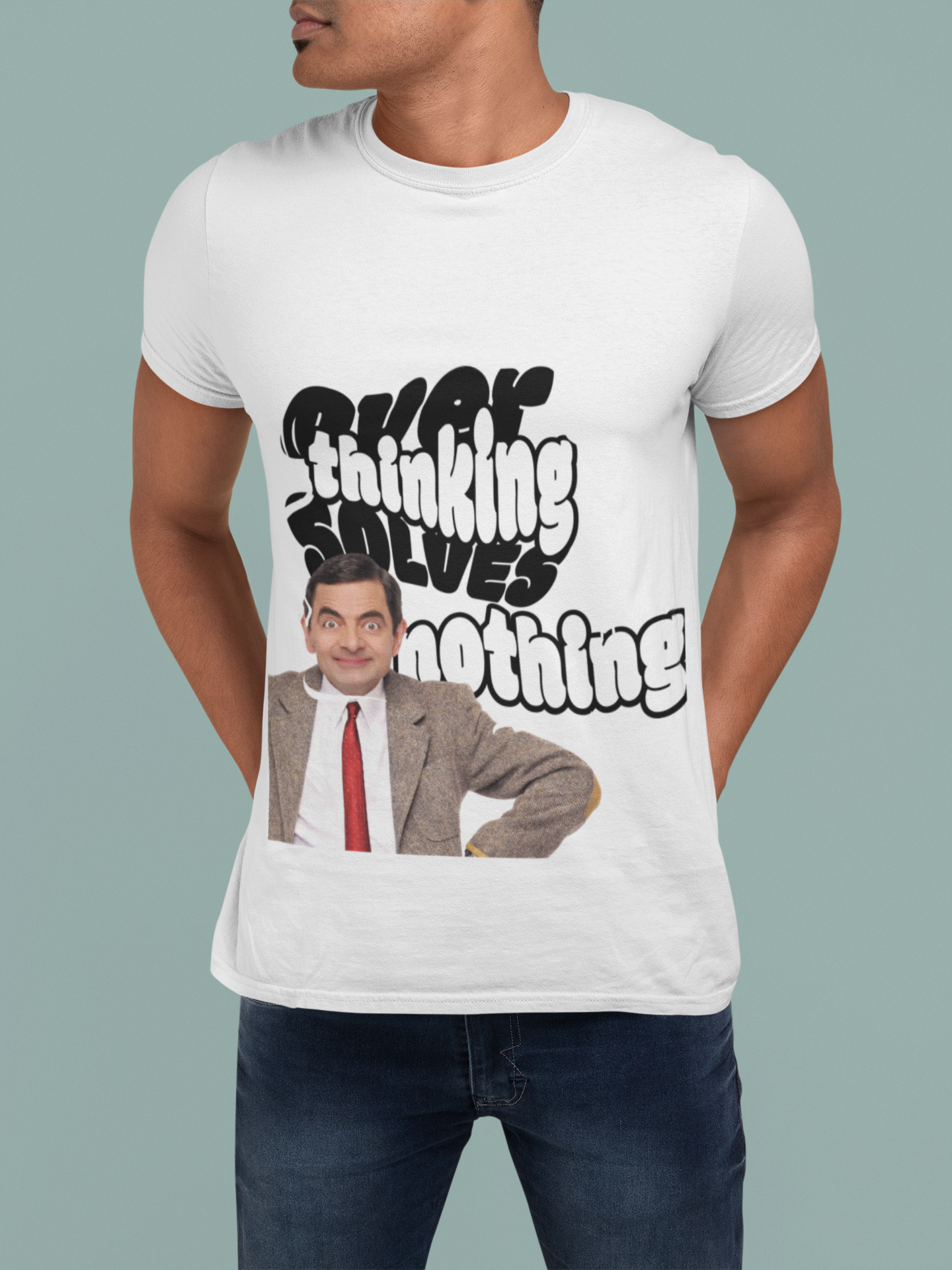 Classic Mr Quote Tee — "Overthinking Solves Nothing"