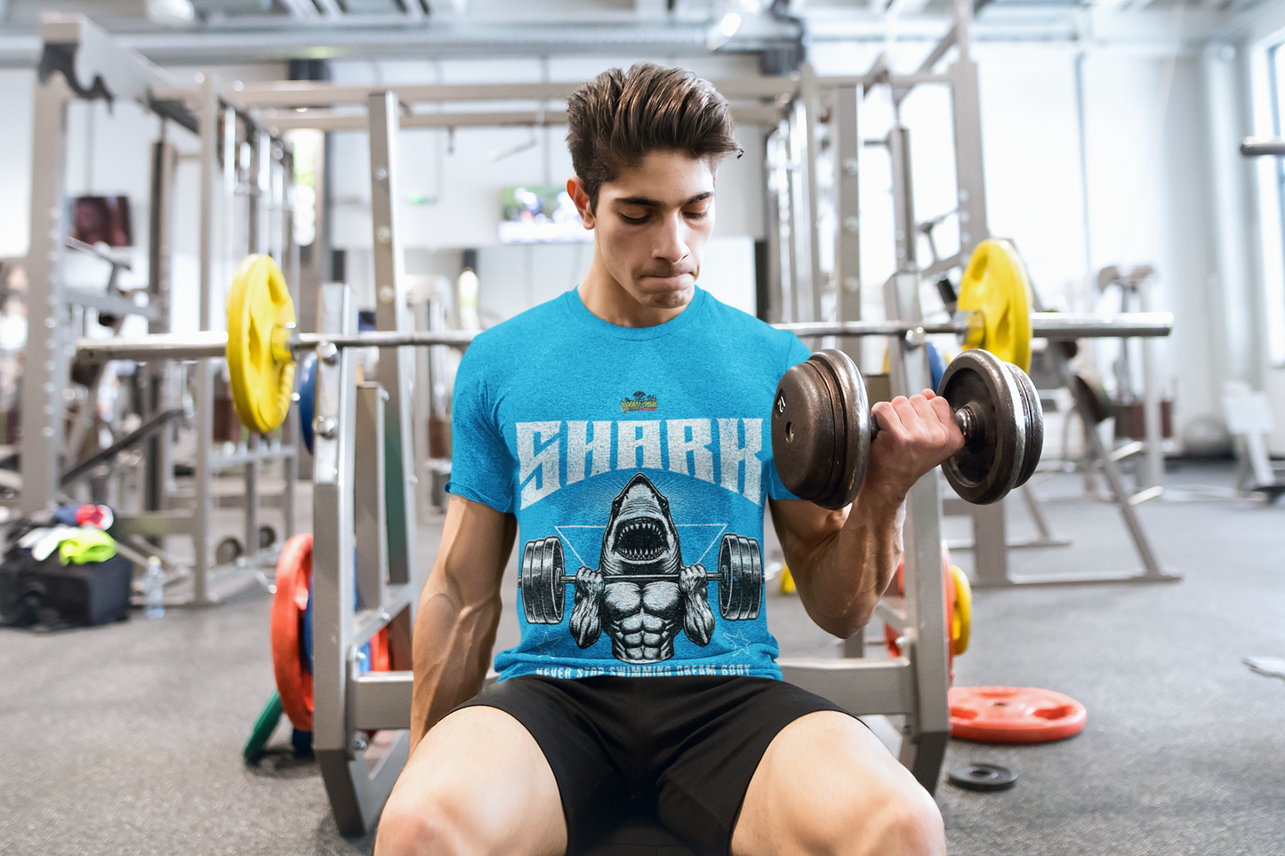 'Gym Shark' T-Shirt | Retro Fitness & Weightlifting Motivation Tee