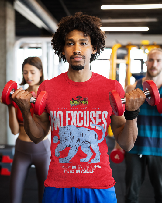 'No Excuses' Panther T-Shirt | Retro Gym Motivation & Fitness Tee