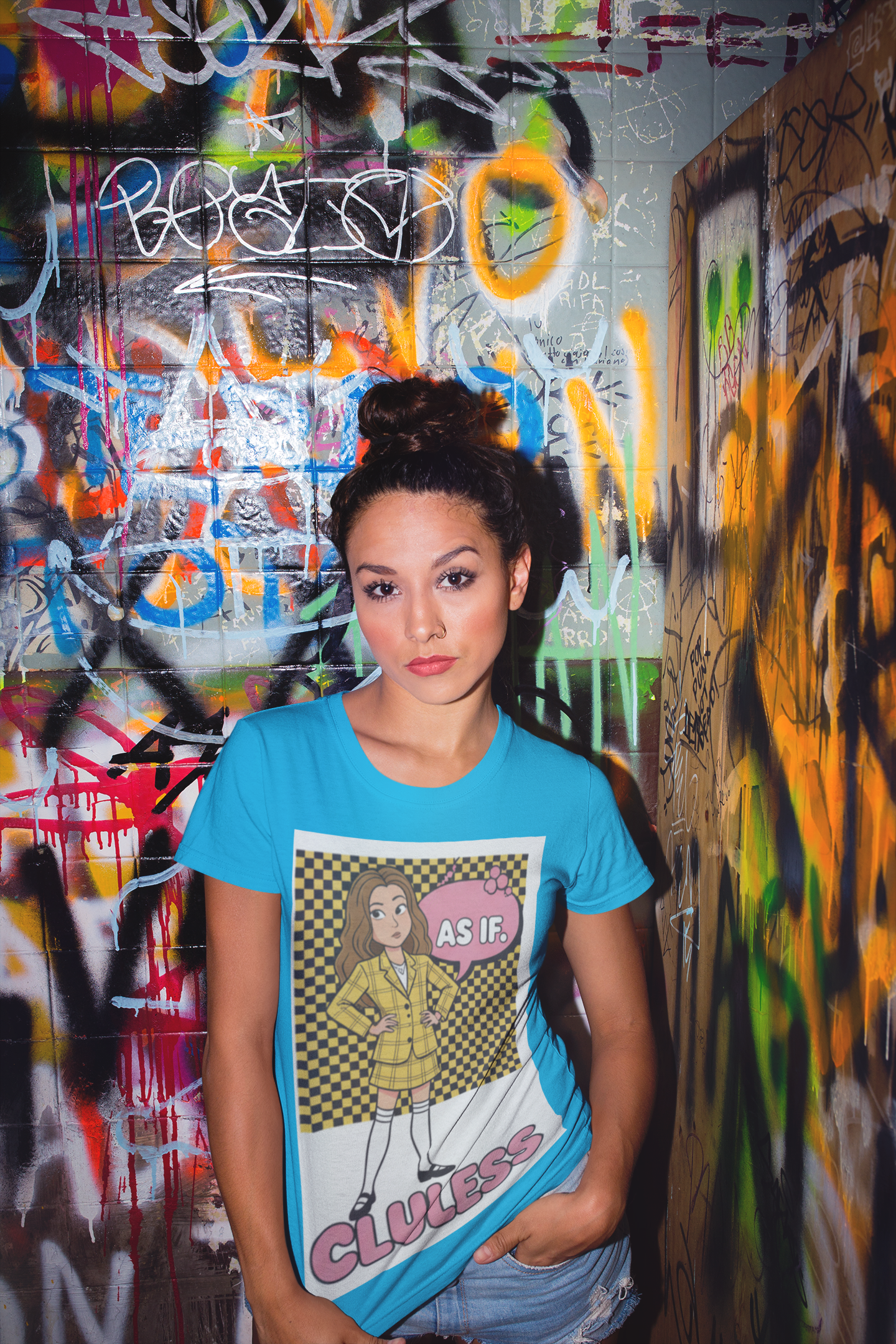 “AS IF” — 90s Preppy Plaid Tee (Clueless-Inspired)